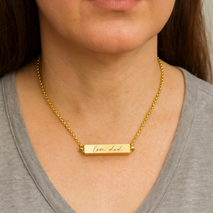 Your own handwriting rectangle urn necklace for human ashes, for her and him.