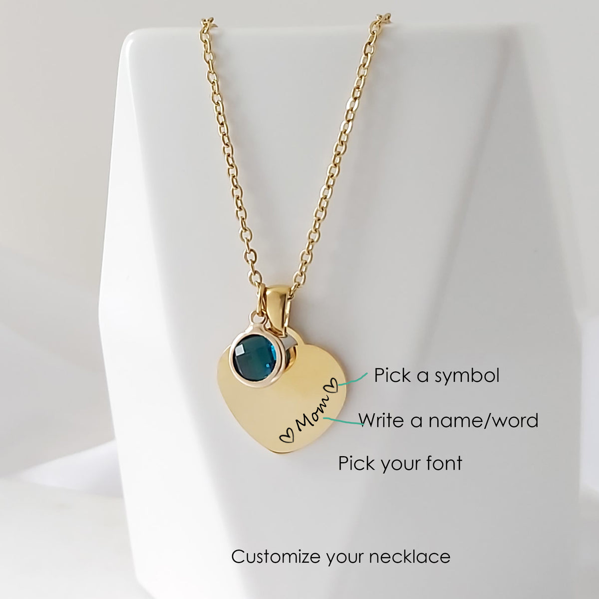 Collier grand-mère et maman avec pierres de naissance pour enfants.