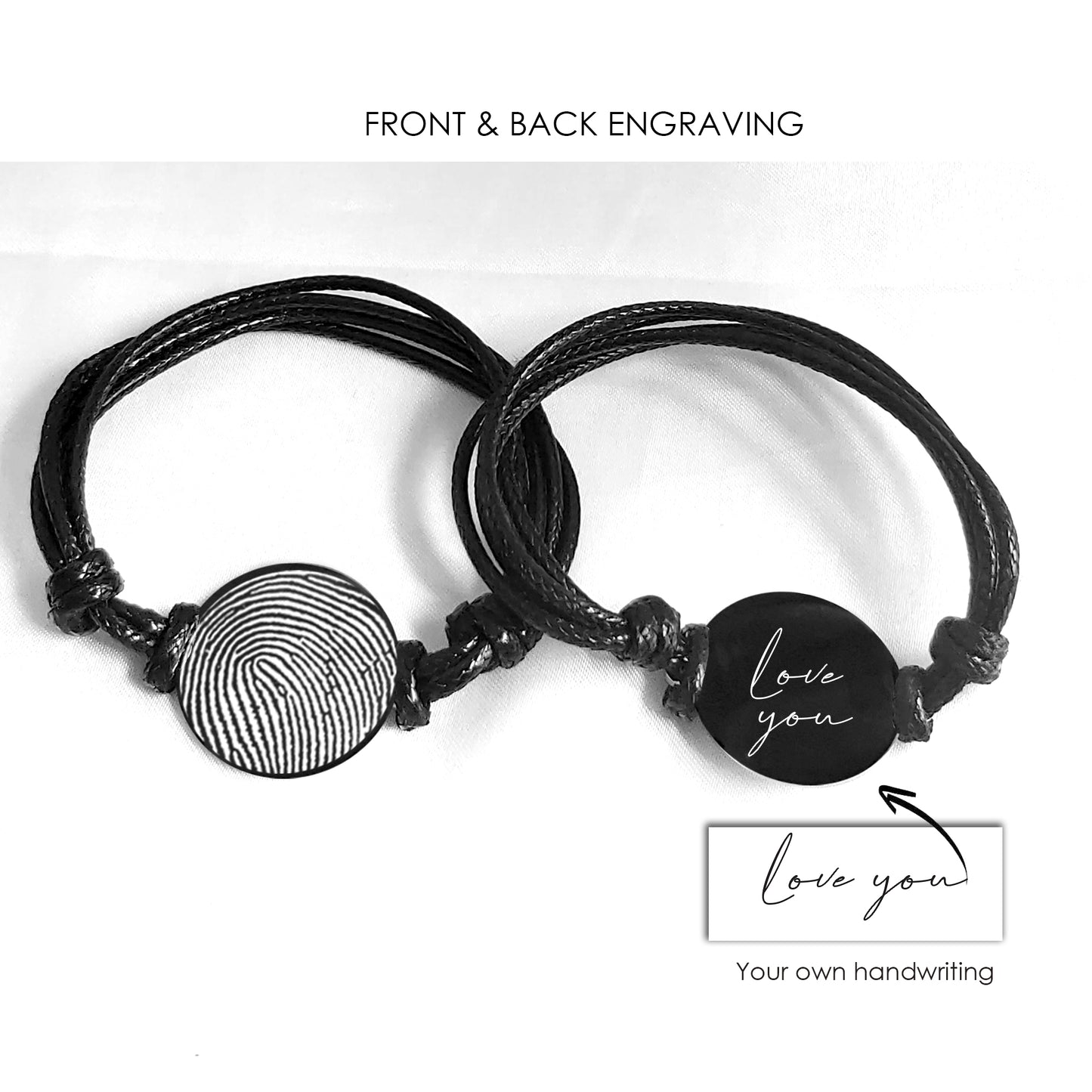 Personalized fingerprint leather bracelet
