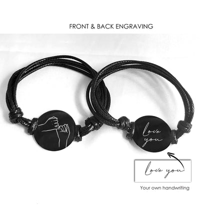 Engraved pinky promise bracelet for couples and friends.