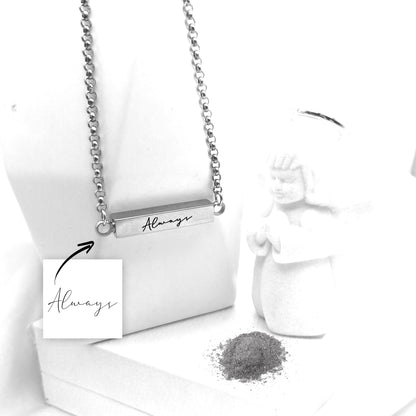 Written From Their Heart — Handwriting Bar Urn Necklace