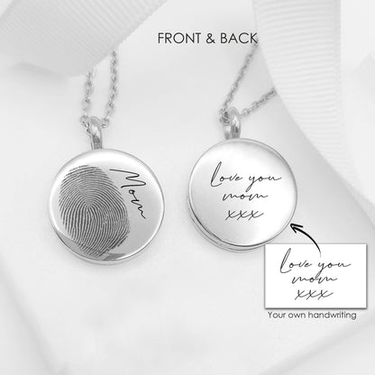 Custom fingerprint  locket necklace with photo, Personalized memorial keepsake