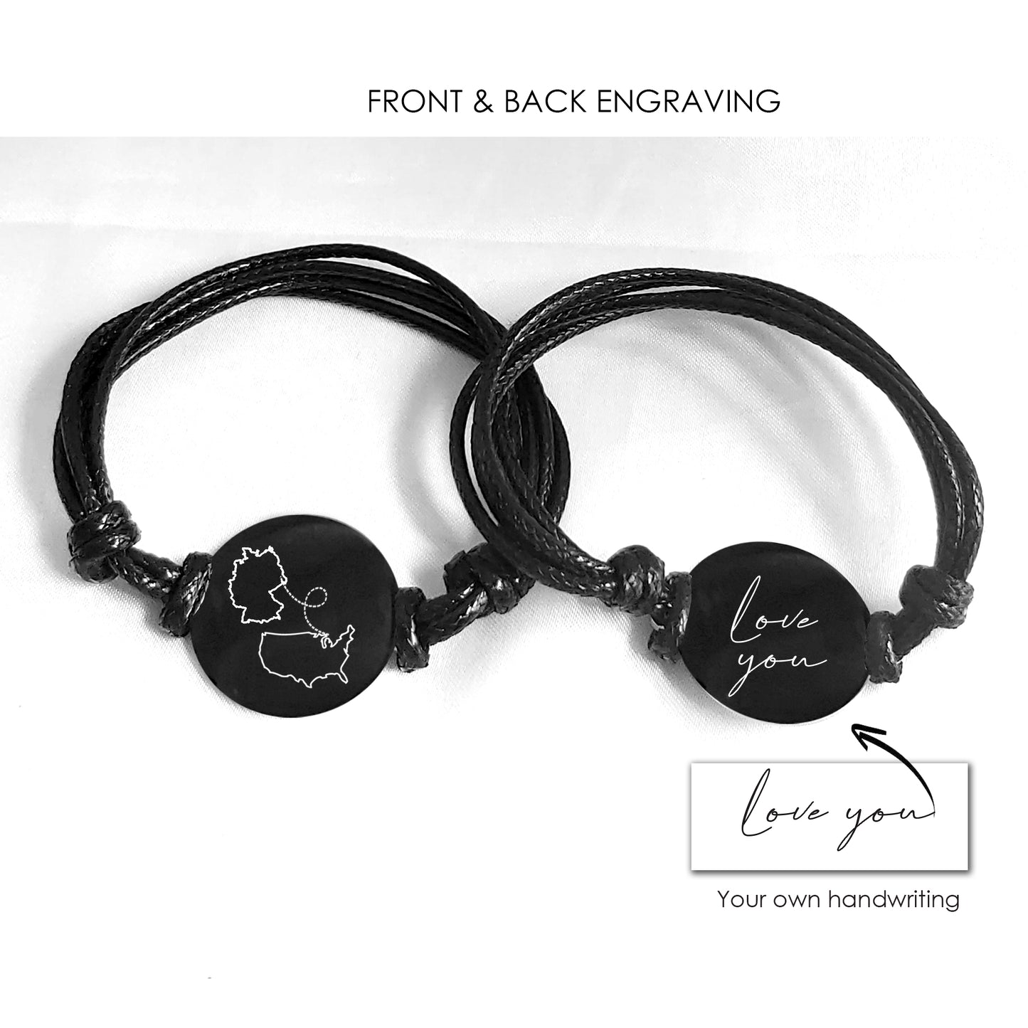 Two map leather bracelet for women and men