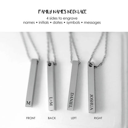 Four side bar necklace engraved for him