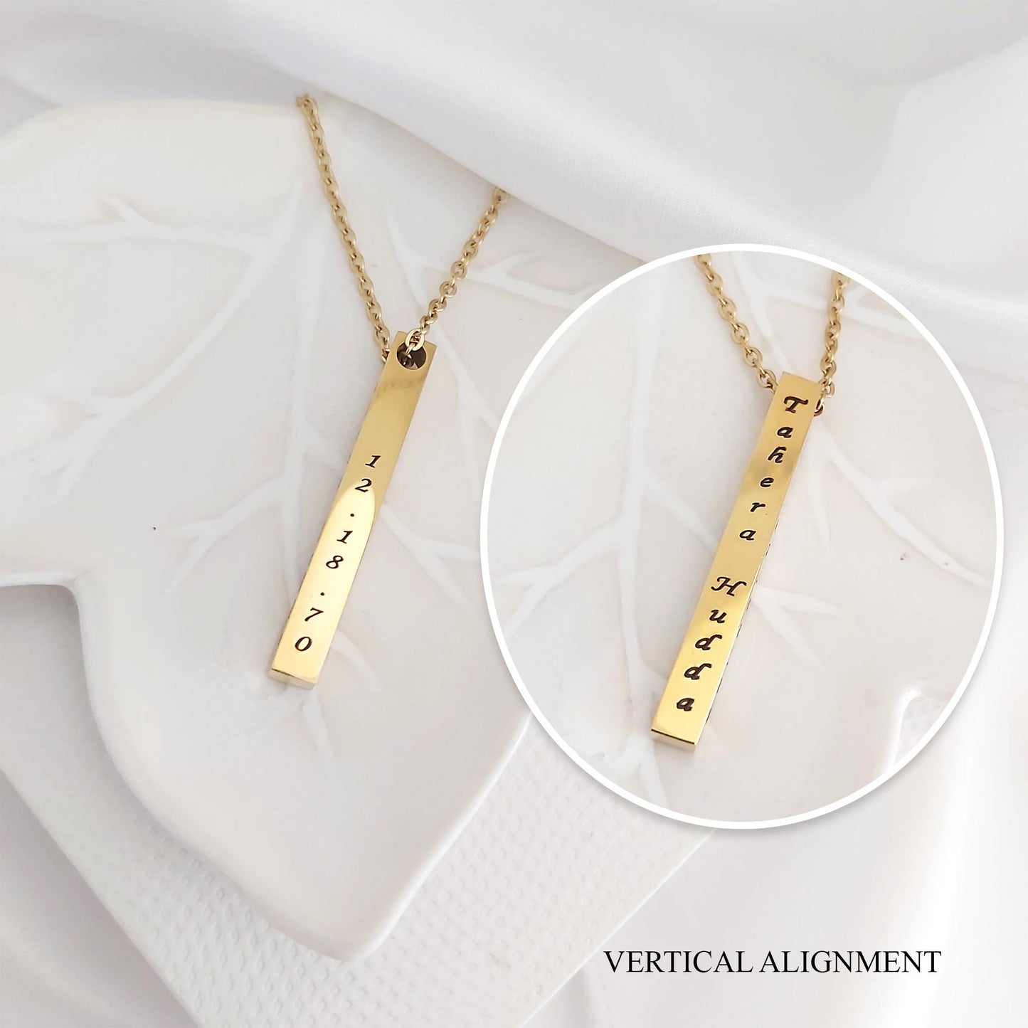 Four side bar necklace engraved for him