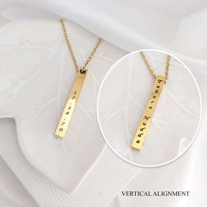 Four side bar necklace engraved for him