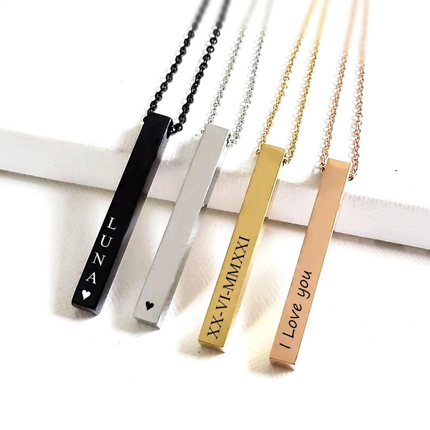 Personalized Stainless Steel Bar Necklace