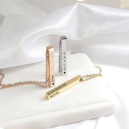 Personalized Stainless Steel Bar Necklace
