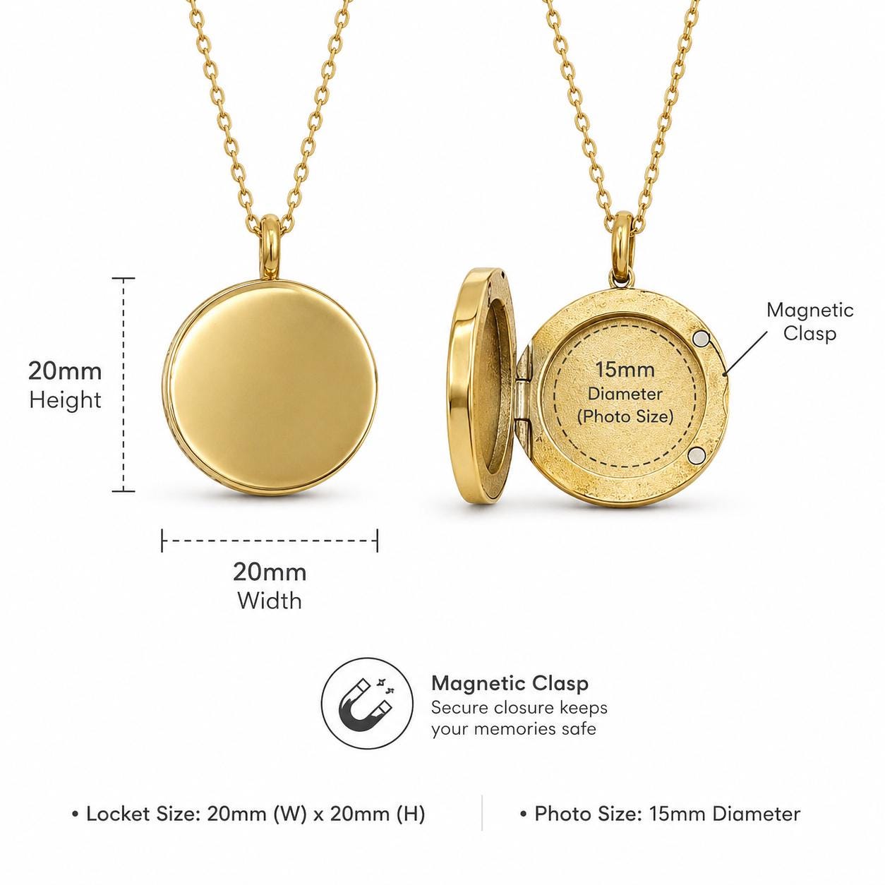 Round Photo Locket For Men and Women
