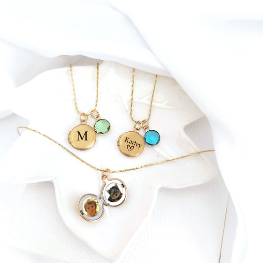 Personalized kids tiny locket with photo.