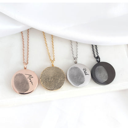 Memorial thumbprint locket with photos and engraving, fingerprint locket for men and women.