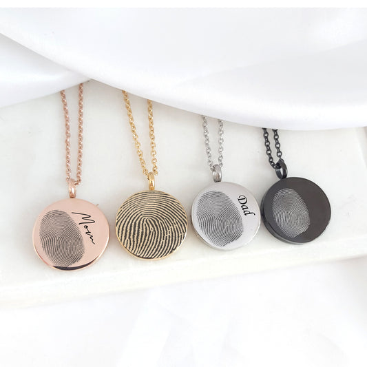 Memorial thumbprint locket with photos and engraving, fingerprint locket for men and women.