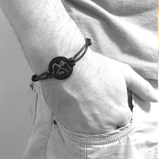 Engraved pinky promise bracelet for couples and friends.