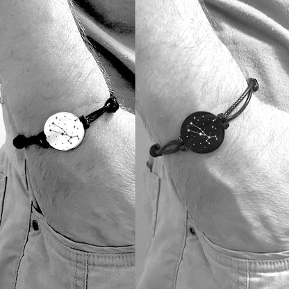 Engraved constellation leather bracelet