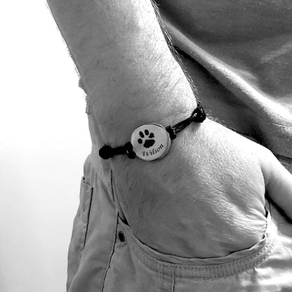 Custom pet paw or nose print leather bracelet