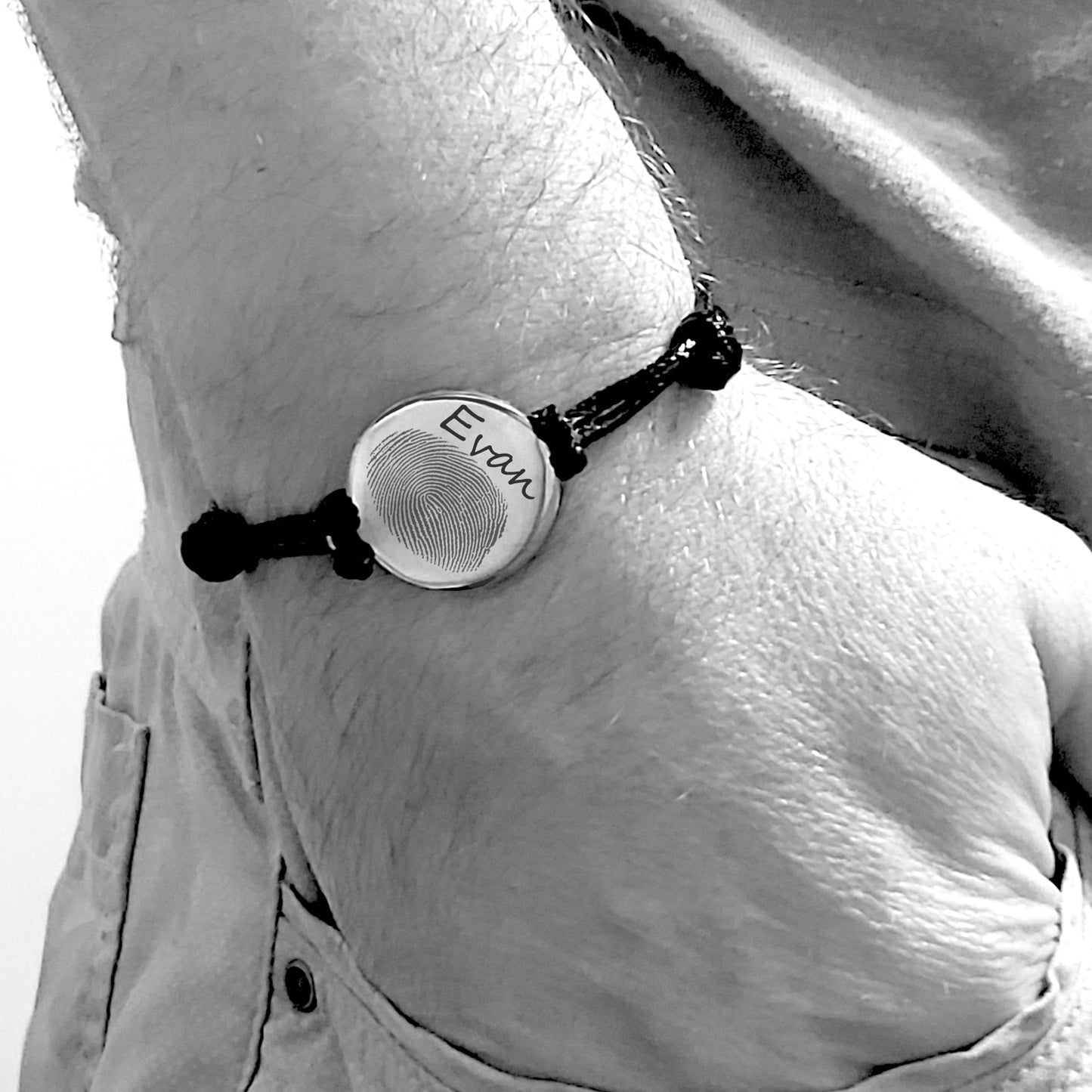 Custom thumbprint leather bracelet