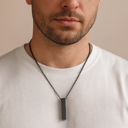 Four side bar urn necklace for her and him, custom engraved