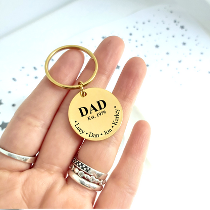 Custom Keychain for Dad & Grandad with Kids’ Names – Personalized Family Keepsake