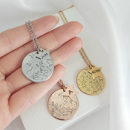 Custom star map necklace for her