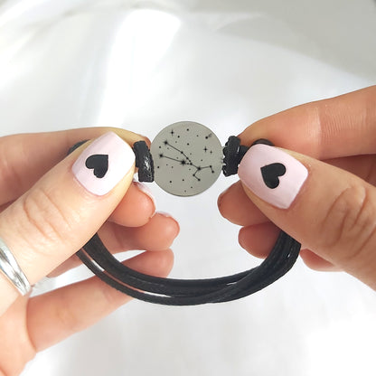 Engraved constellation leather bracelet