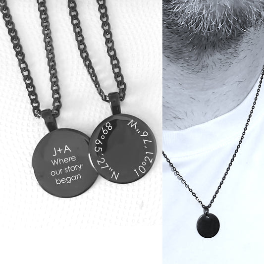 Custom coordinates necklace for men