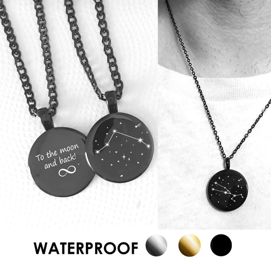 Engraved constellation necklace for men