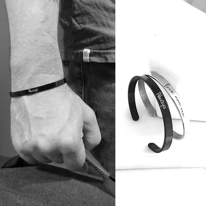 Engraved bangle bracelet with own handwriting