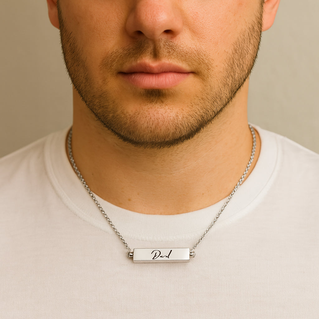Your own handwriting rectangle urn necklace for human ashes, for her and him.