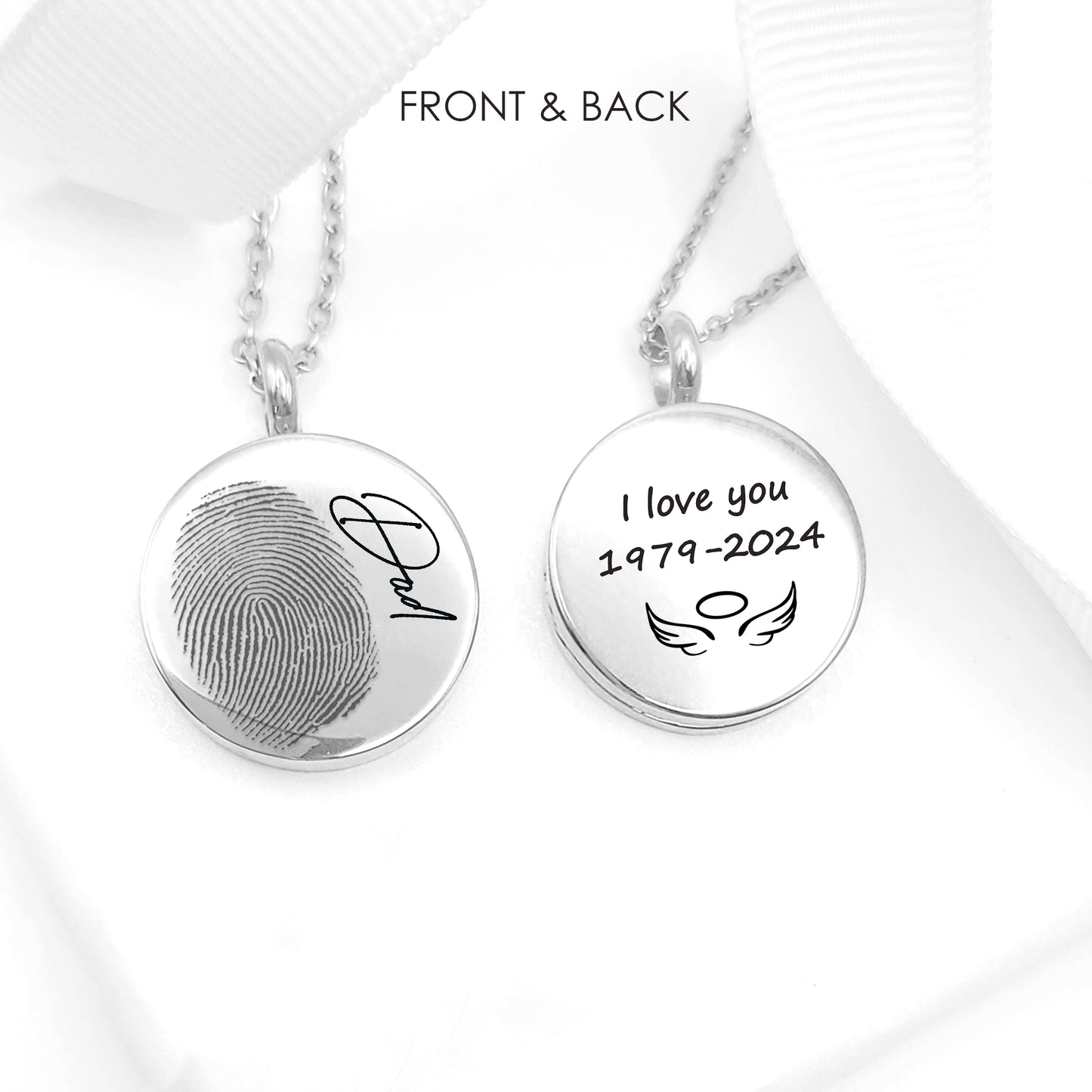 Custom fingerprint  locket necklace with photo, Personalized memorial keepsake
