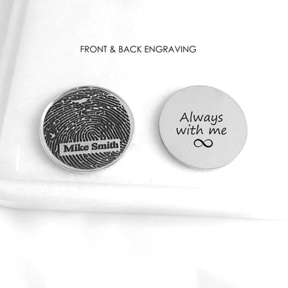 Personalized golf hat magnetic clip and ball marker engraved with fingerprint or your own handwriting, memorial gift, loss of dad, grandad