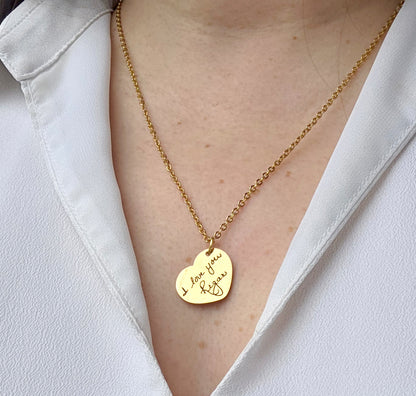 Actual handwriting heart necklace for girlfriend
