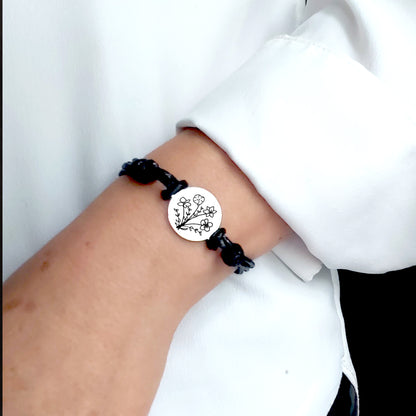 Pulsera ramo de flores de nacimiento.