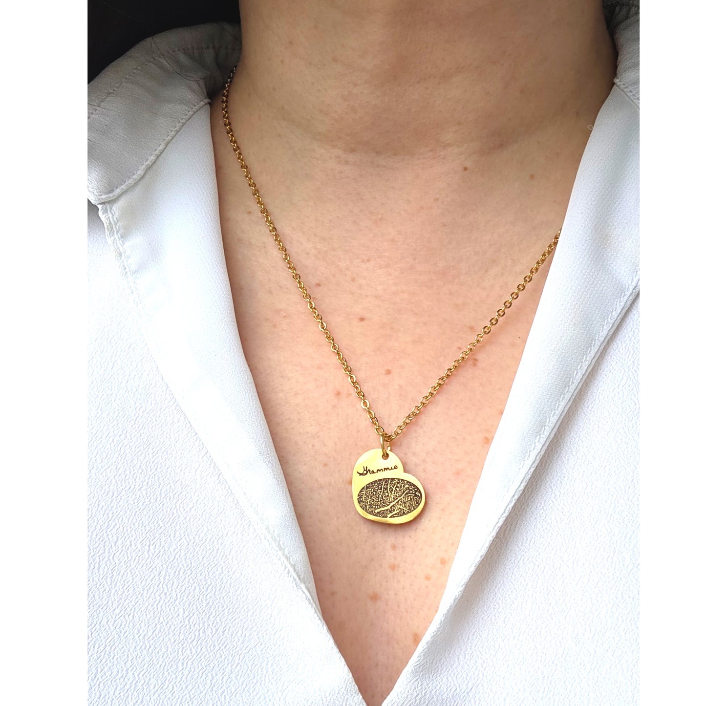 Custom thumbprint heart necklace for her