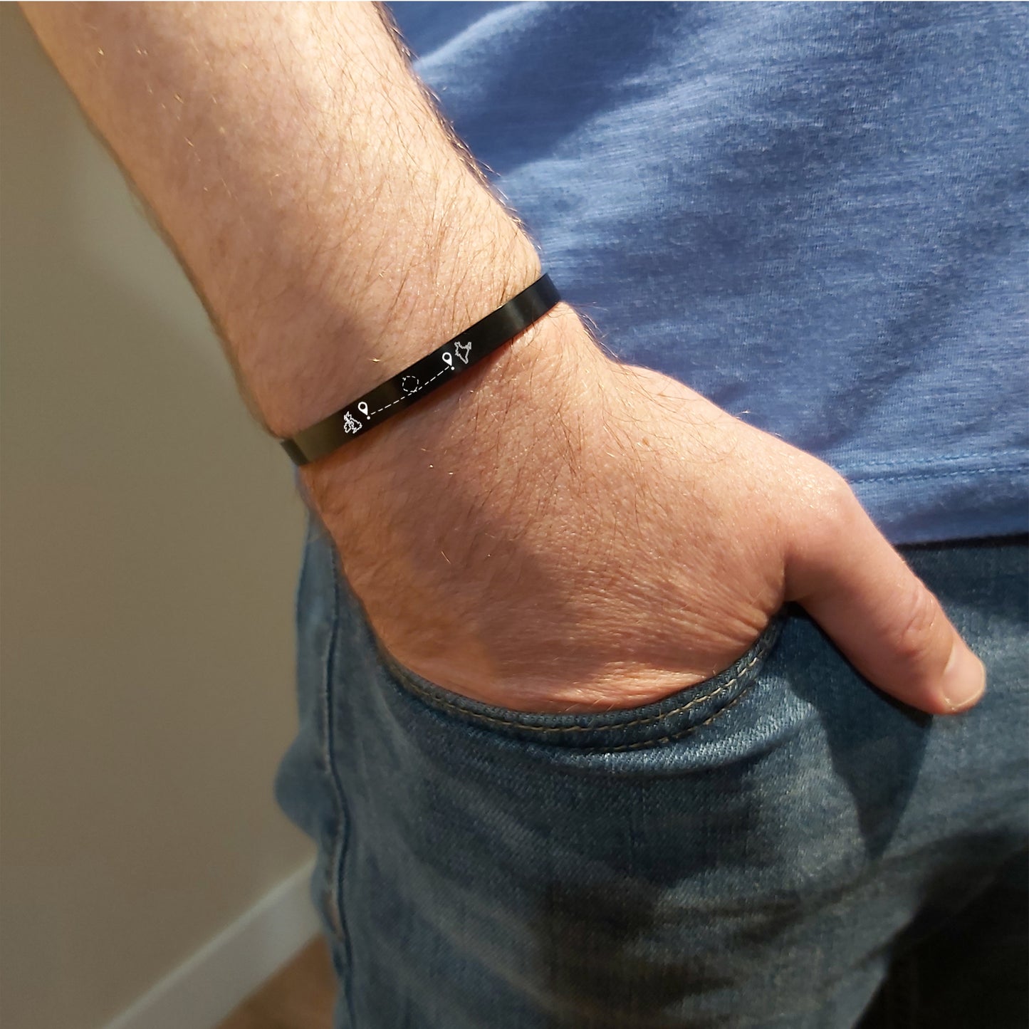 Two map bangle bracelet for men and women
