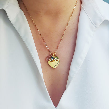 Collier grand-mère et maman avec pierres de naissance pour enfants.