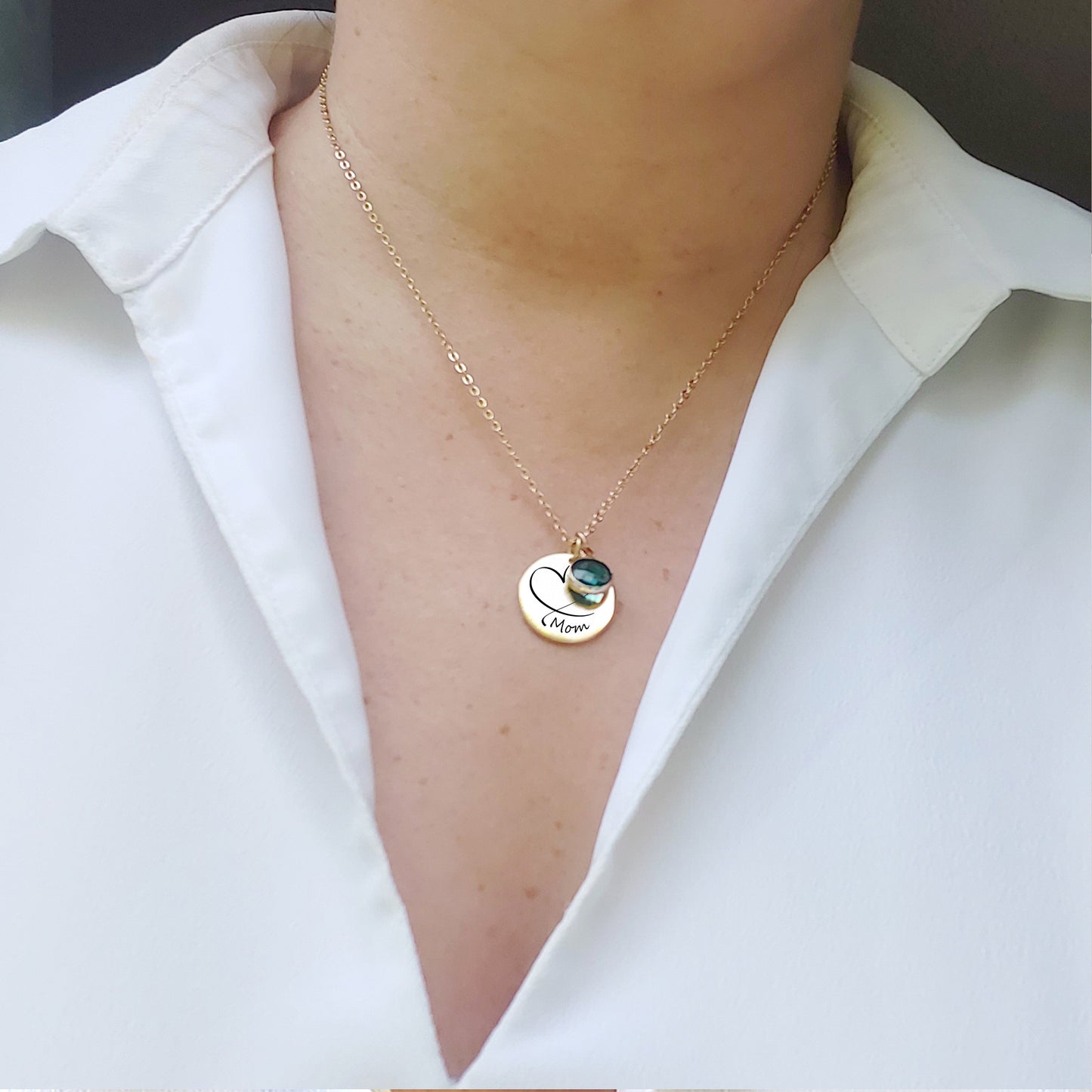 Grandma and mom heart necklace with kids birthstones.