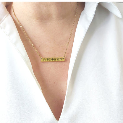 Custom coordinates bar necklace