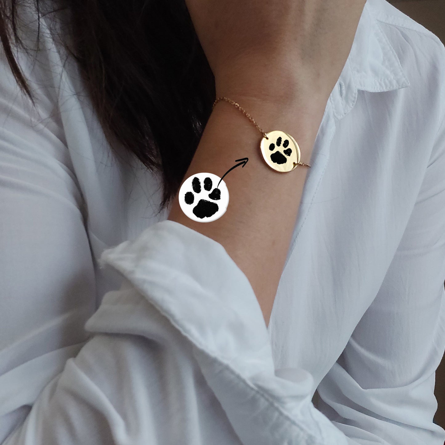 Custom pet paw or nose print bracelet