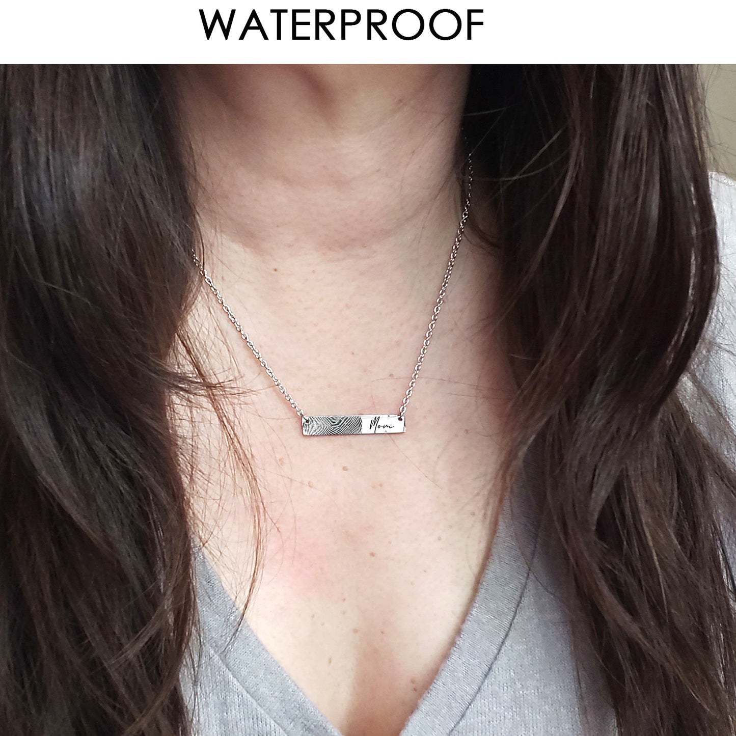 Custom thumbprint bar necklace