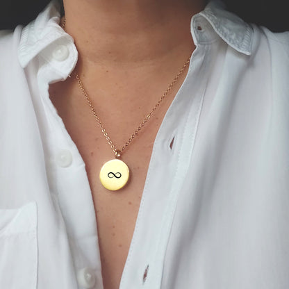 Magnetic round locket with photos - Custom engraved with names and initials.