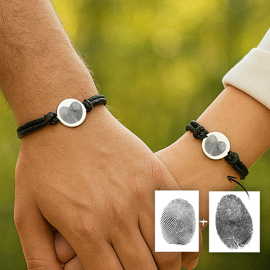 Bracelet en cuir personnalisé avec empreintes digitales