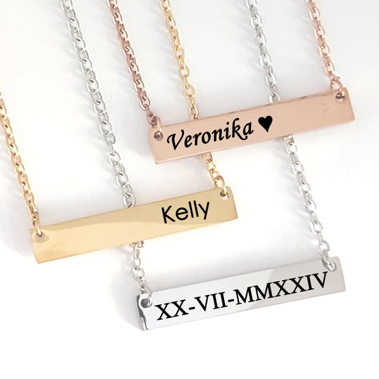 Personalized bar necklace for woman