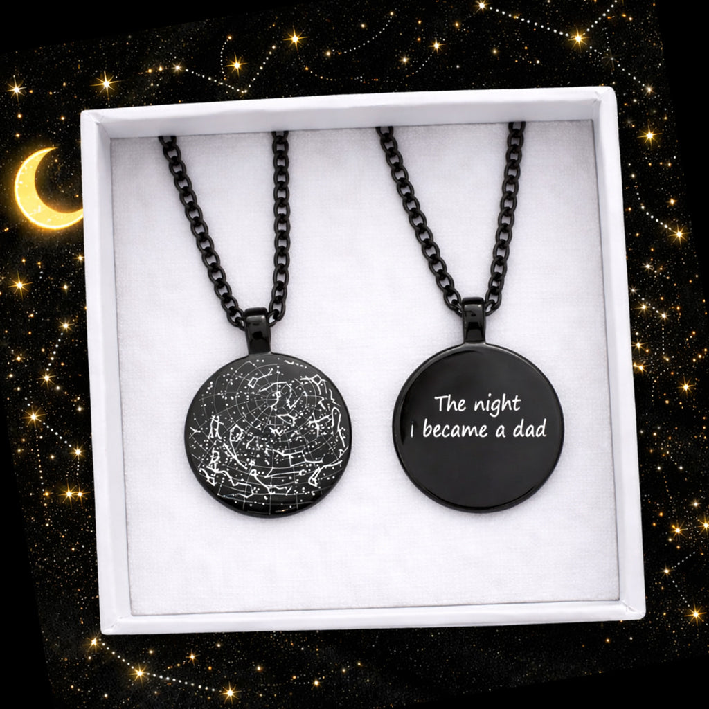 Custom Star Map Necklace for Dad and grandad, New Dad Gift, First Time Dad Keepsake.