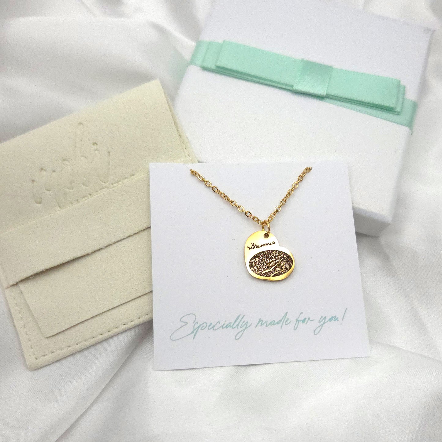 Custom thumbprint heart necklace for her
