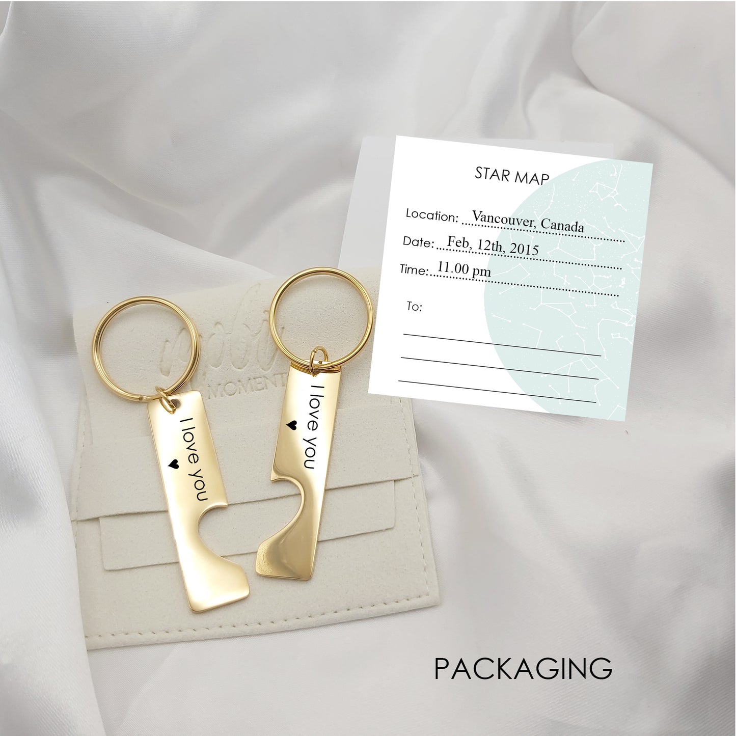 Custom star map matching set  keychain