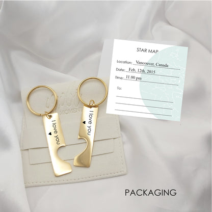 Custom star map matching set  keychain