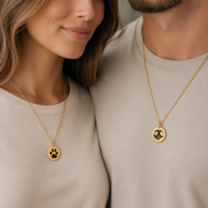 Paw prints in my heart - Custom pet necklace.