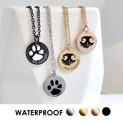 Paw prints in my heart - Custom pet necklace.
