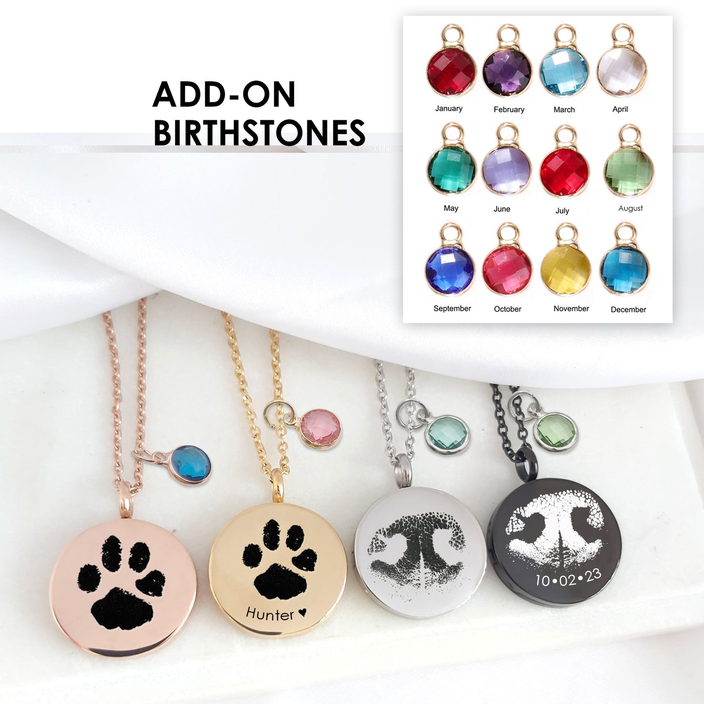 Paw print heart locket necklace with photo.