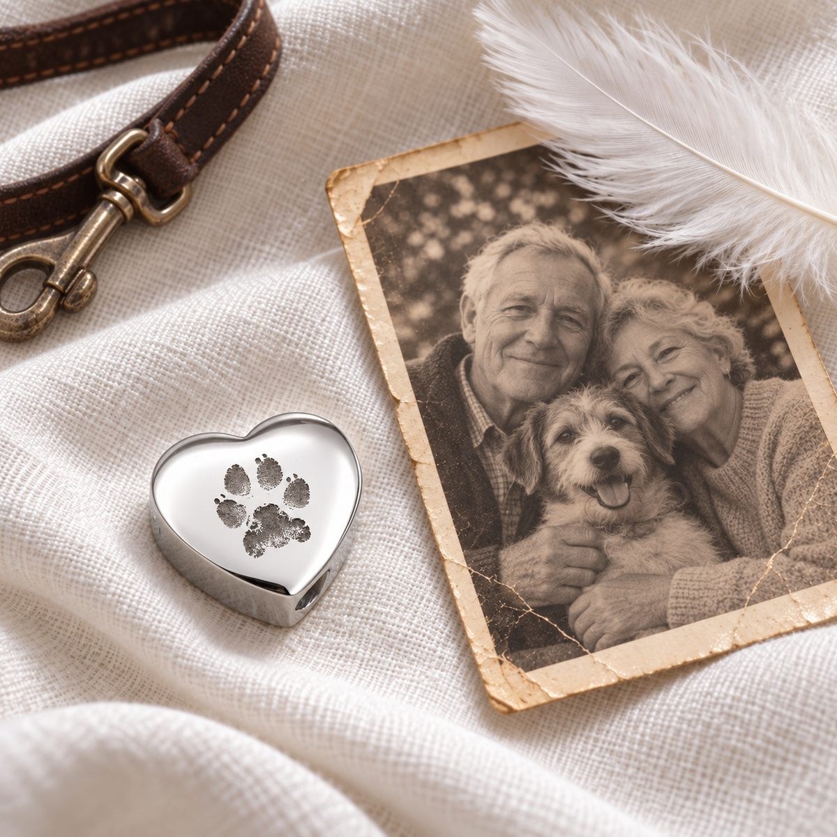 Dije de urna de corazón con la huella de la pata de tu mascota para pulsera para cenizas.